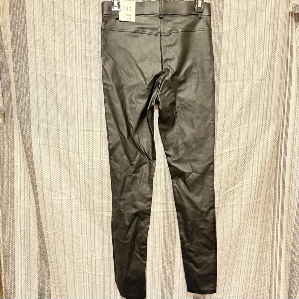 Zara Women's Sleek Black Leather Pants